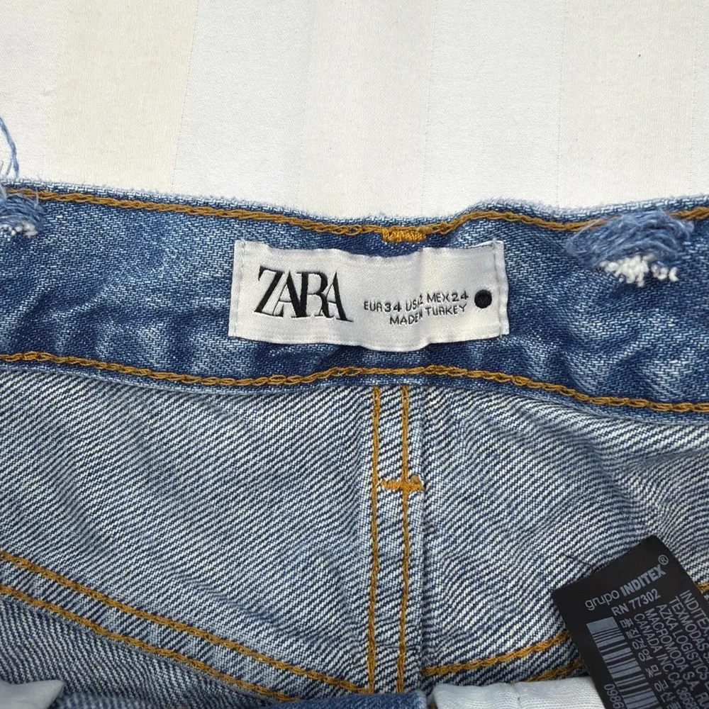 Zara Frayed Blue Jean Shorts